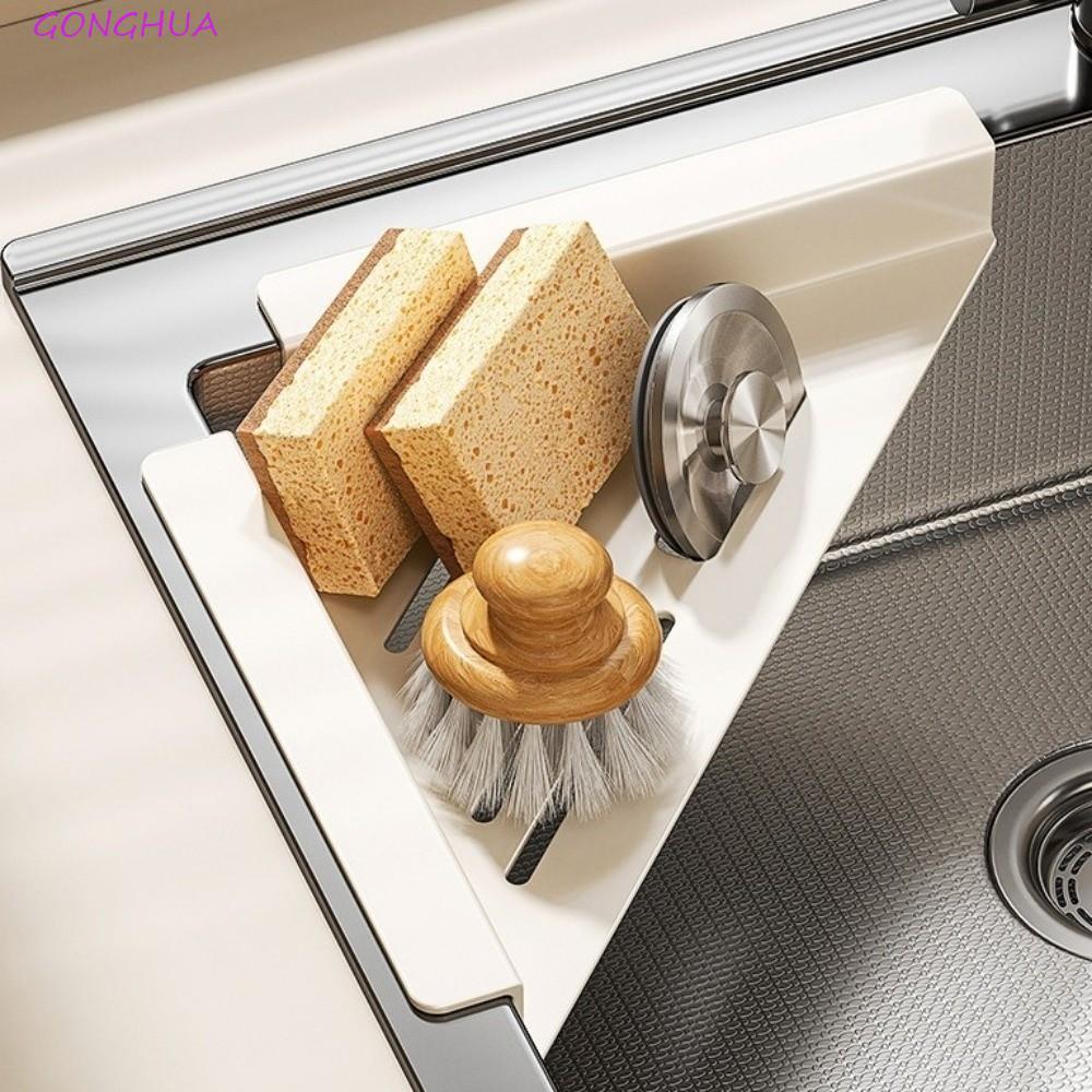 กงฮวา อ่างล้างจานชั้นวางมุม,เหล็กคาร์บอนสามเหลี่ยมอ่างล้างจานผู้ถือฟองน้ํา,ปฏิบัติ กลวง ลื่นความจุขนาดใหญ่จานราวตากผ้าสําหรับเครื่องครัว