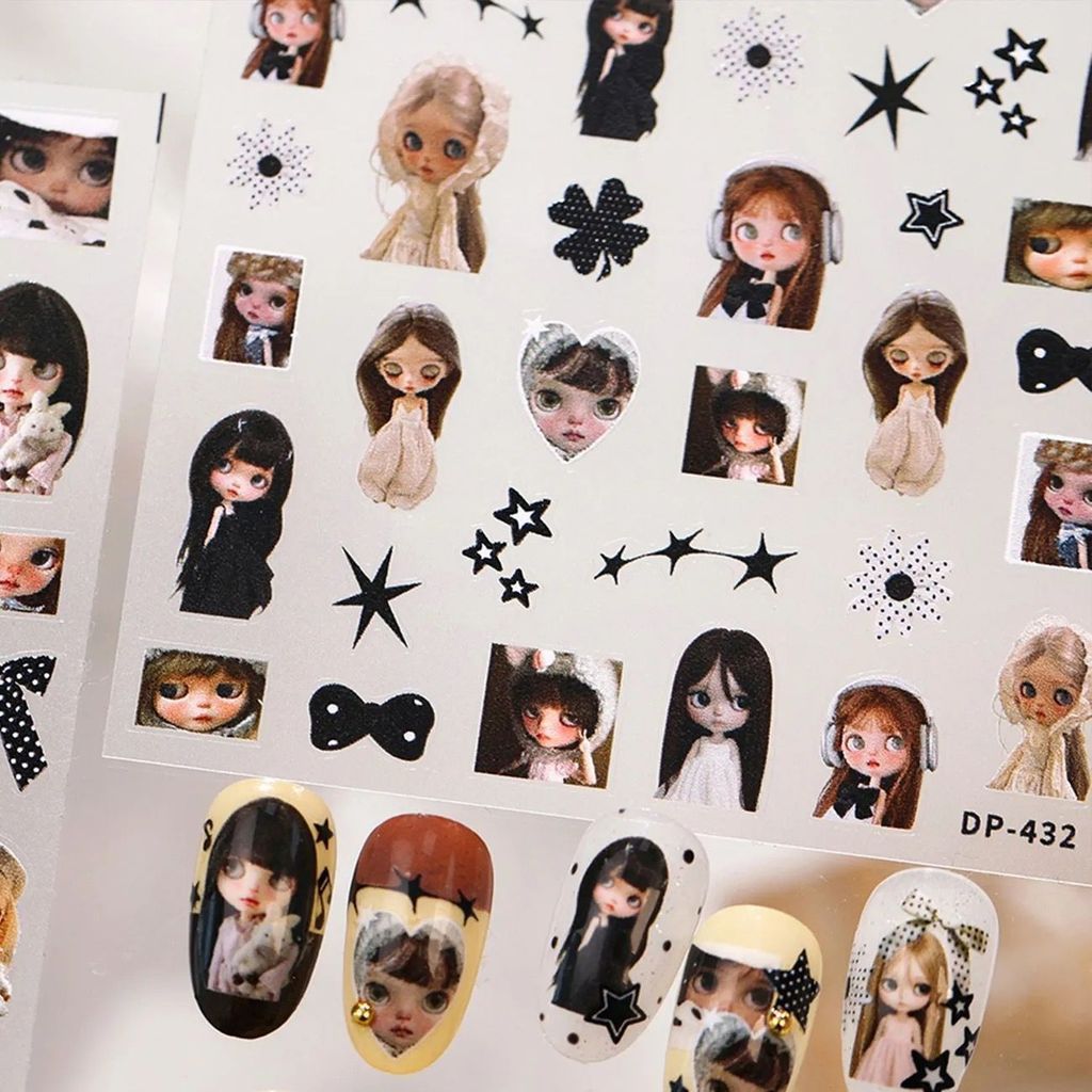 Millennium Style y2k High-value blythe Sweetheart Wow Wow สติ๊กเกอร์แต่งเล็บสุดน่ารักสไตล์โบราณสติ๊ก