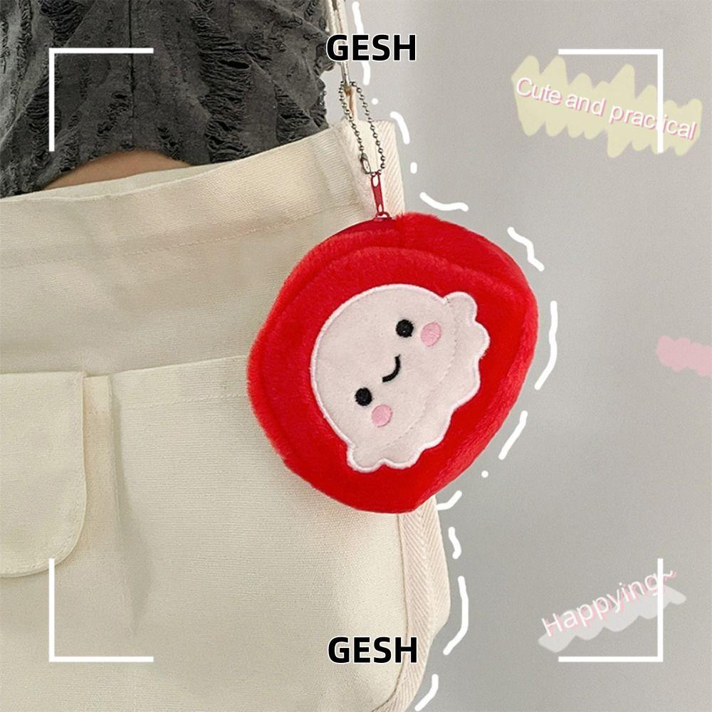GESH Octopus กระเป๋าใส่เหรียญ,บัตรเครดิตพร้อมพวงกุญแจ Plush กระเป๋าใส่เหรียญ,แบบพกพา Red Octopus น่า