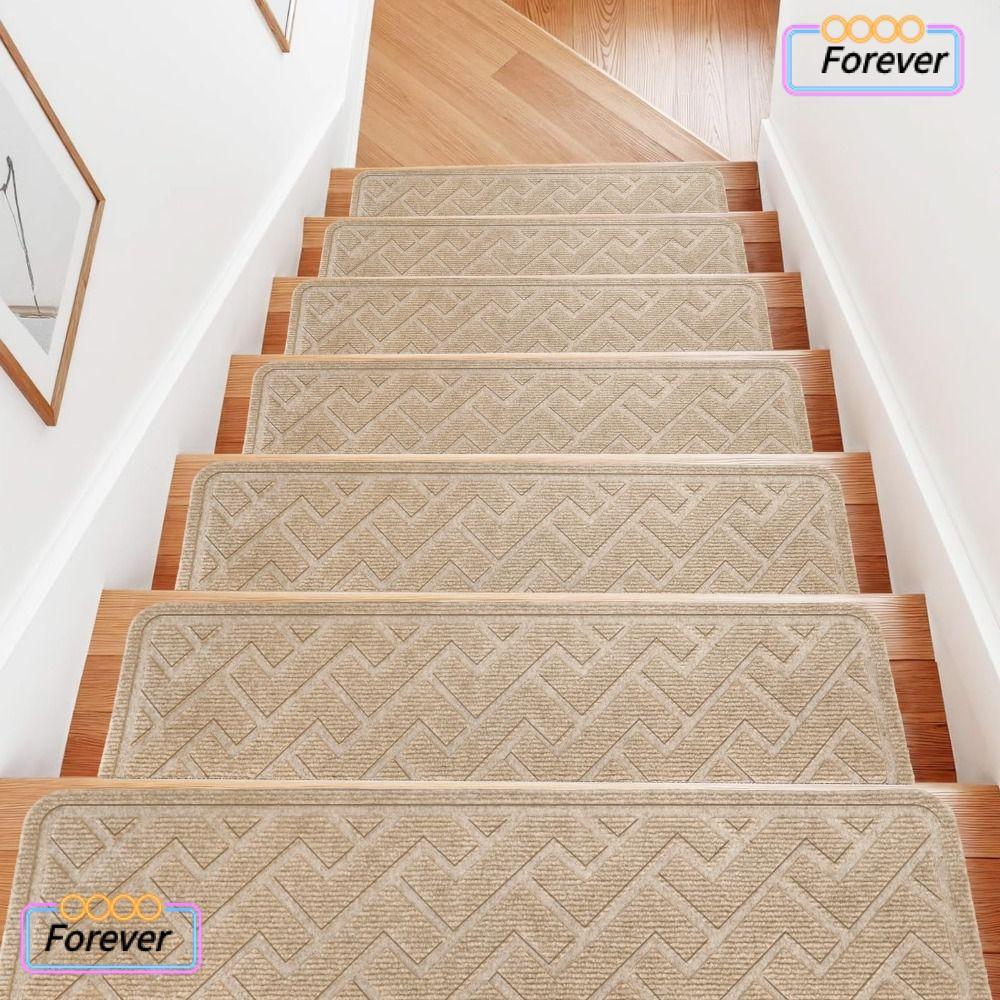 FOREVER 1 PC บันได, 8x30 นิ้วลื่นบันได Mats, ทนทาน TPR Backing Washable บันได Runner สําหรับขั้นตอนส