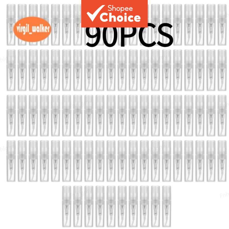 เดินทาง90ชิ้น2มิลลิลิตรมินิเติมขวดสเปรย์แบบพกพาพลาสติกเครื่องฉีดน้ําชุดสําหรับน้ําหอมน้ํามันหอมระเหยน้ํายาบ้วนปากตัวอย่างภาชนะทําความสะอาดใช