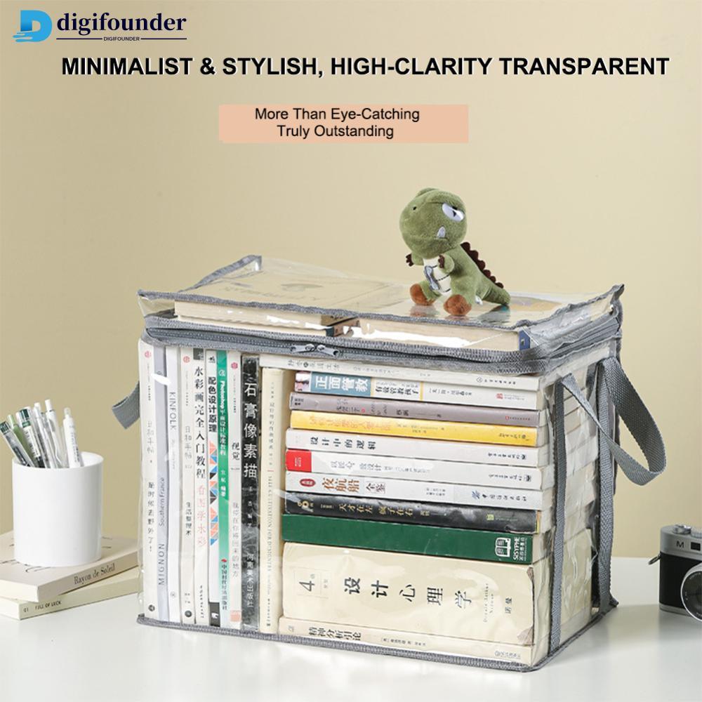 DIGIFOUNDER พับ Pvc Flip‐Top กล่องเก็บโปร่งใสกันน้ํา Book Organizer สําหรับนักเรียนหอพักห้องเรียนของ