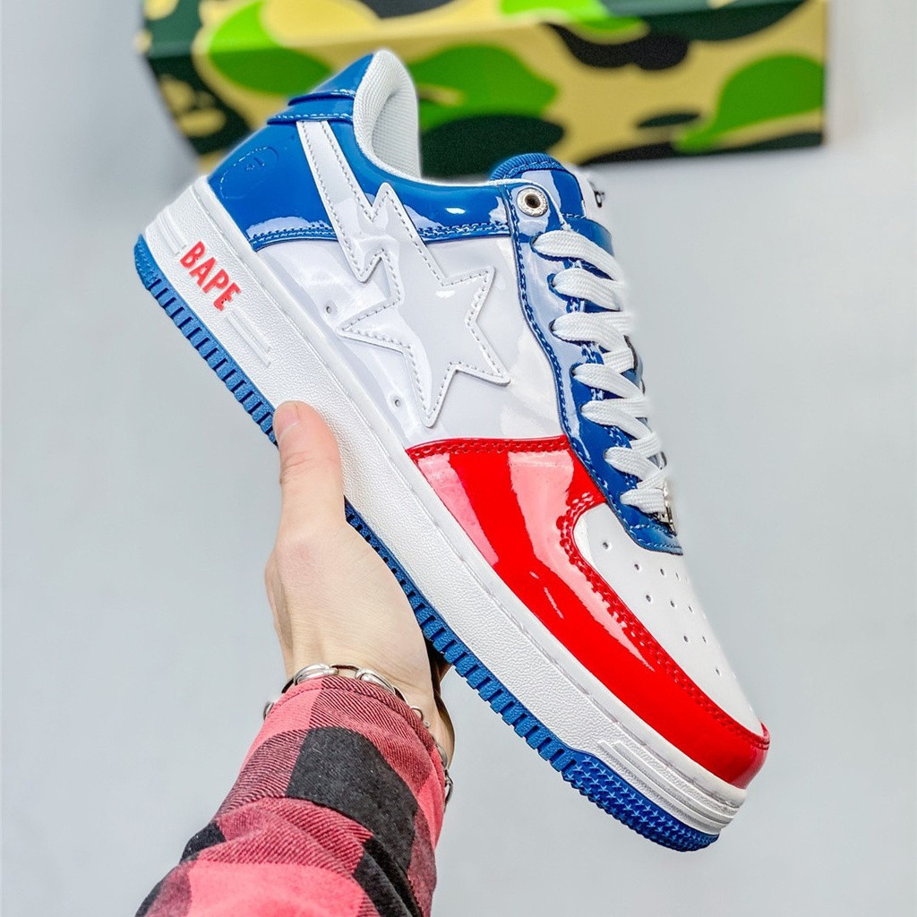 BAPE STA รองเท้าผ้าใบหนังสําหรับผู้ชาย