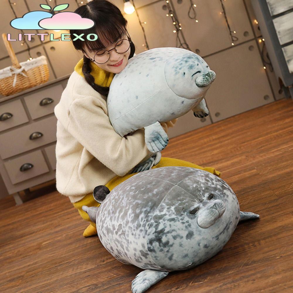 LITTLEX Seal Plush Toys, Chubby Cute Blob Seal Pillow,อินเทรนด์ผ้าฝ้ายนุ่ม PP ตุ๊กตาสัตว์ของเล่นเด็ก