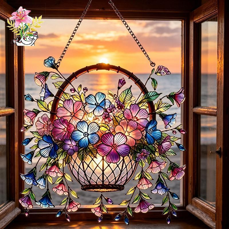 2D แบน Art Featuring Vibrant 2D ดอกไม้ออกแบบวัสดุอะคริลิค Perfect Home Porch