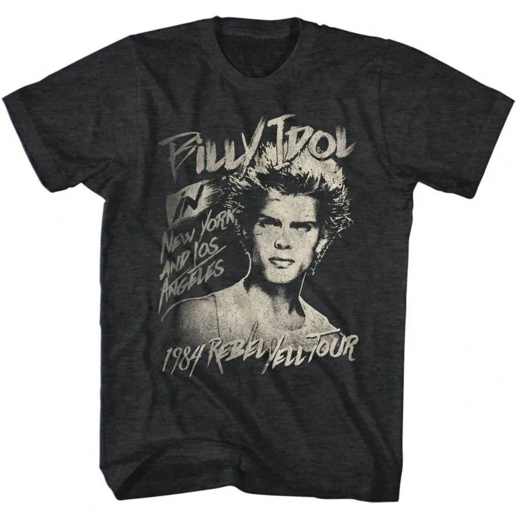 เสื้อยืด Billy Idol 84 Rebel Yell Tour Black Heather
