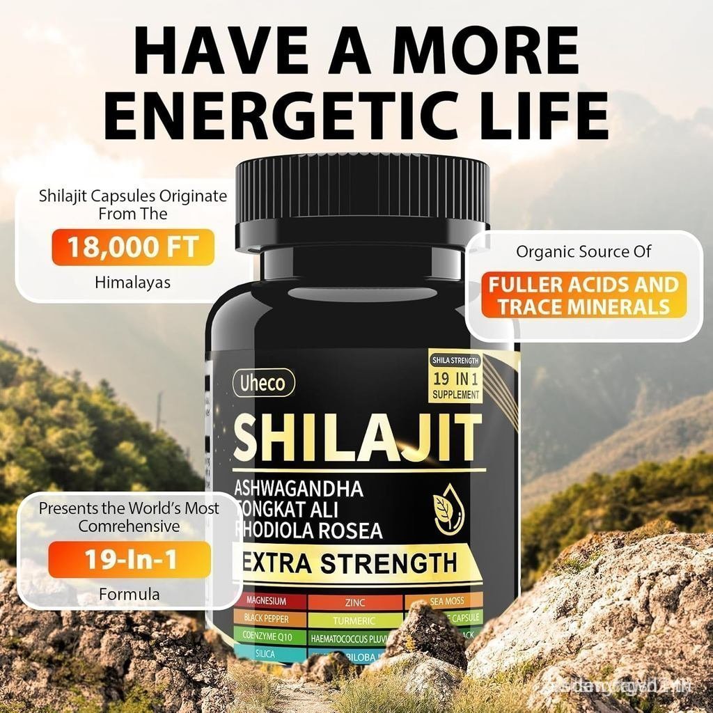 Shilajit with Sea Moss, Ashwagandha, Tongkat Ali - Shilajit Pure Himalayan Organic Fulvic Acid Capsu