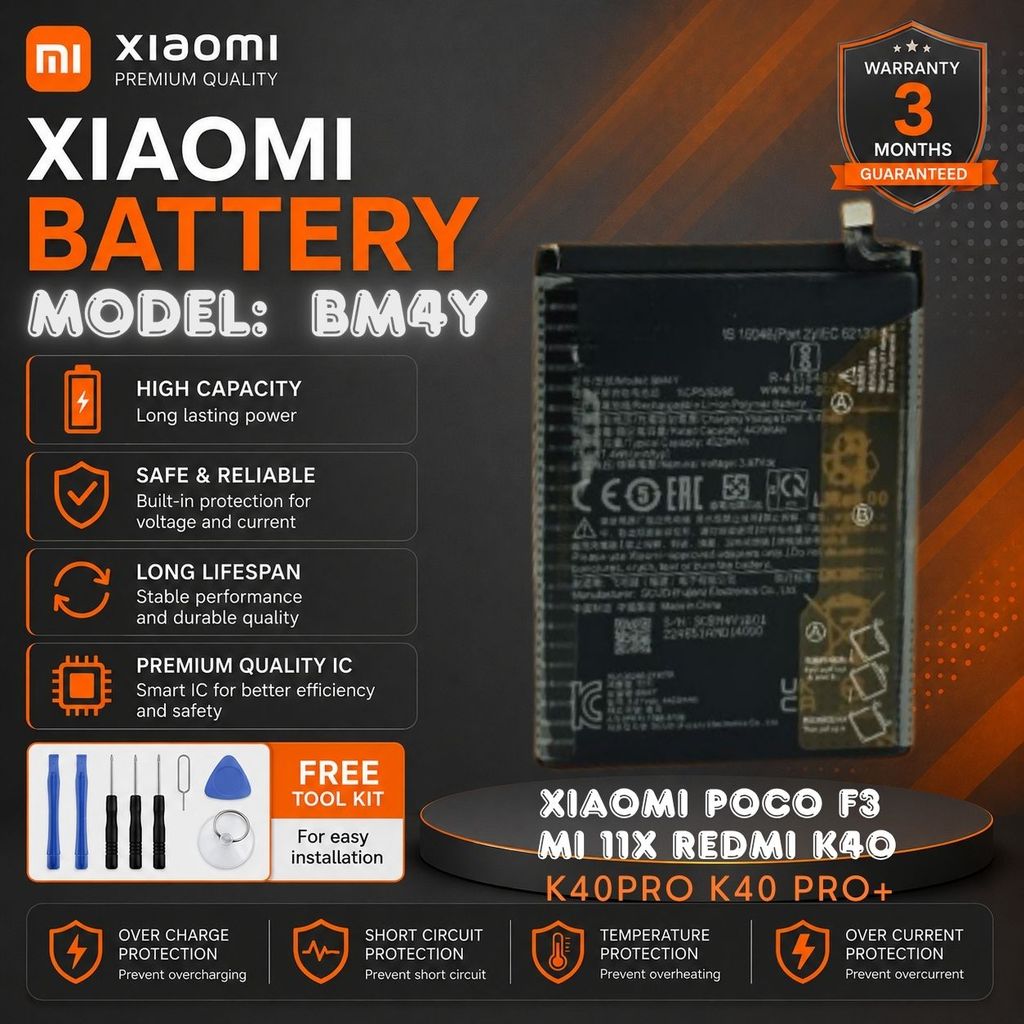 battery แบตเตอรี่ BM4Y แท้สำหรับ Xiaomi POCO F3/MI 11X REDMI K40/K40PRO K40 PRO+4520mAh