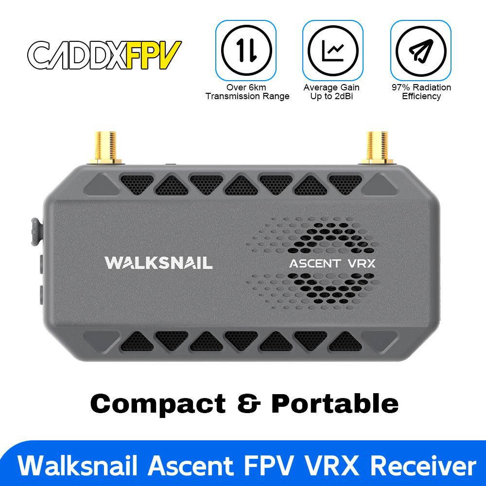 CADDXFPV Ascent VRX 5.8G HD FPV Receiver, 35ms Ultra-Low Latency, ระยะไกล 6KM,การบันทึก DVR ในตัวสํา