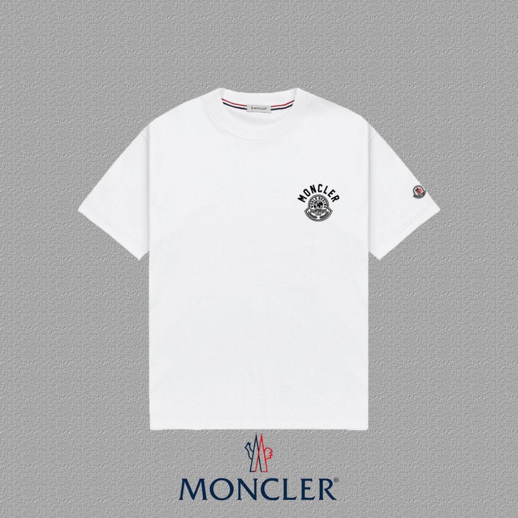Moncler/Moncler/2026 คลาสสิกรอบคอแขนสั้นเสื้อยืดผู้ชายผู้หญิงสไตล์รอบคอด้านใน Match กลางแจ้ง Origina