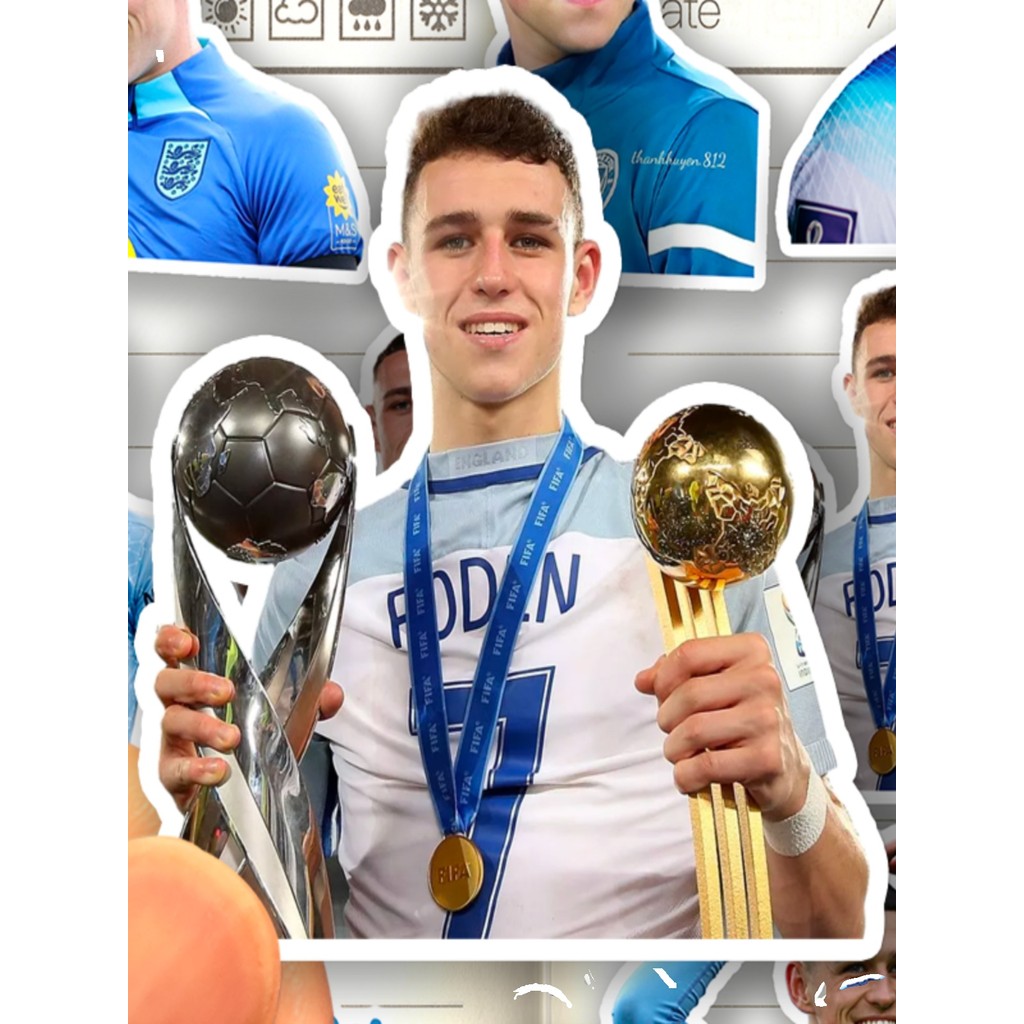 Phil Foden Sticker HD กันน้ํานักฟุตบอล Phil Foden สติ๊กเกอร์ตกแต่งสติ๊กเกอร์เคสโทรศัพท์คู่มือ