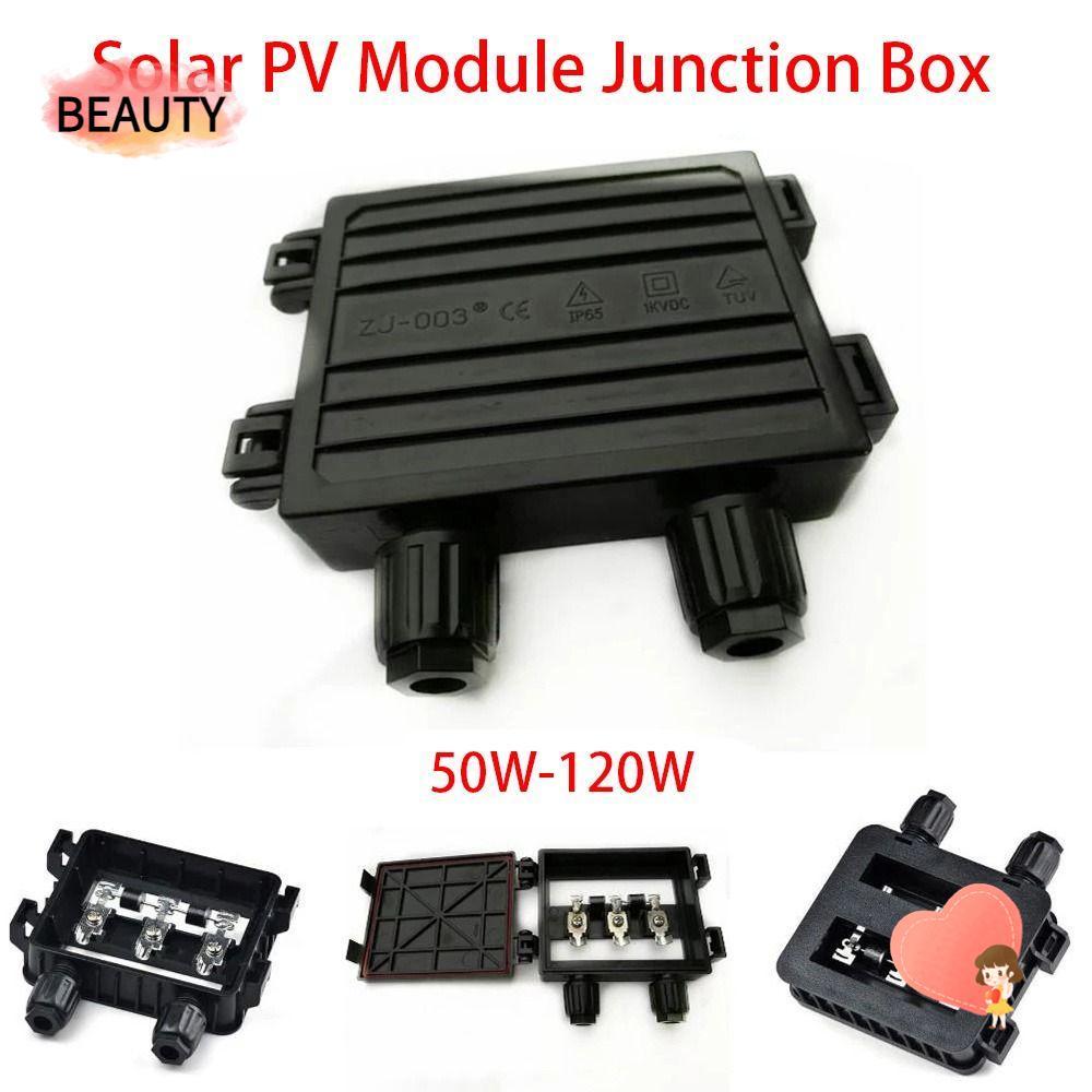 BEAUTY 1 ชิ้นกล่องแยก,สีดําเครื่องมือทดสอบไฟฟ้า PV โมดูลกล่อง, 50 W-120 W 6A IP65 กันน้ําสําหรับ 6.5