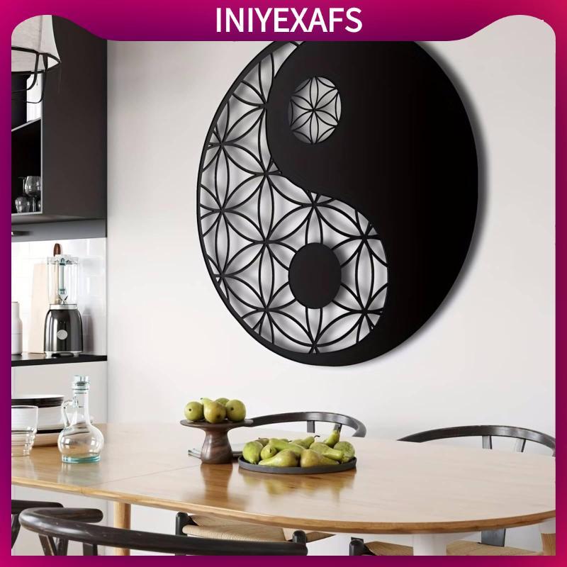 MagiDeal Yin Yang โลหะตกแต่งผนังรอบ Yin-Yang Wall ตกแต่งแขวนง่ายสําหรับสํานักงาน