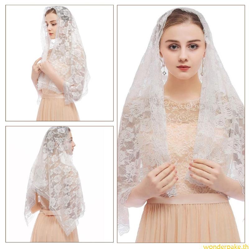 Wonder Woman Veil Lace Shawl Wedding Church Lace Trim ผ้าพันคอดอกไม้นุ่มผ้าพันคอ Veil Wedding Headwe
