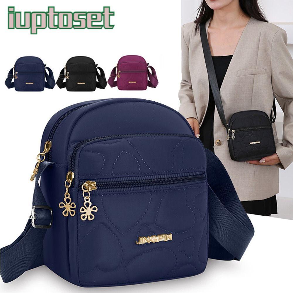 IUPTOSET Messengers Bag, Nylon Crossbody Small Square Bag, Multi-Channel Multifunctional Mobile Phon