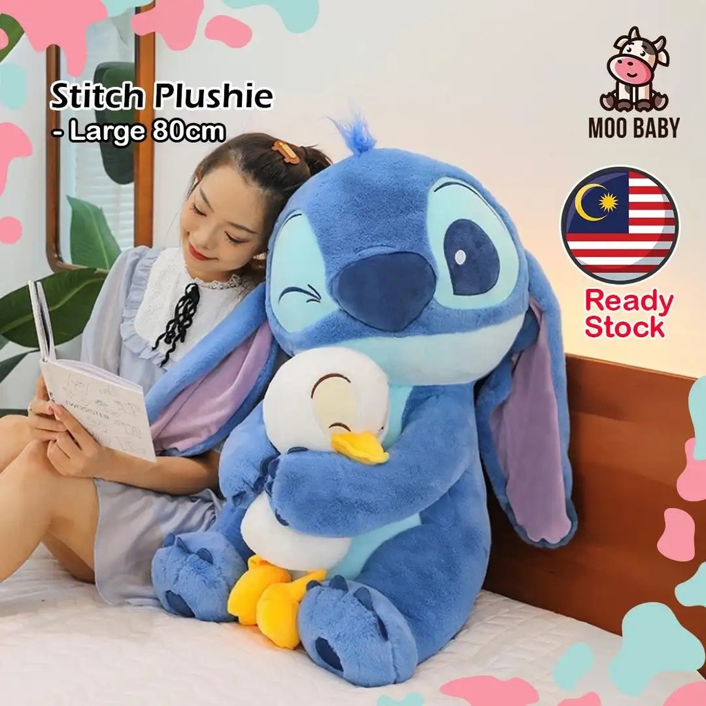 Moo Baby Patung Stitch ขนาดใหญ่ Stitch เป็ด Stitch Plush ของเล่น Lilo และ Stitch ตุ๊กตา Lillo Stitch