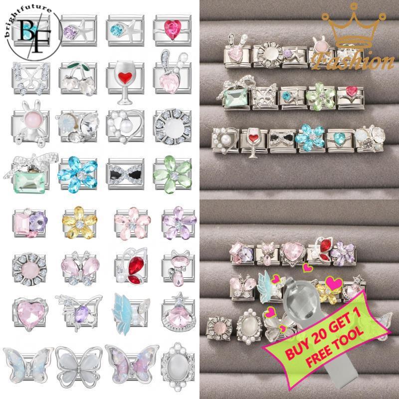ปลาดาวเชอร์รี่อิตาเลี่ยนสร้อยข้อมือ Charm Fit 9 มม.สร้อยข้อมือสแตนเลสเครื่องประดับทําอุปกรณ์เสริม DIY Retro บุคลิกภาพโมดูลสร้อยข้อมือ