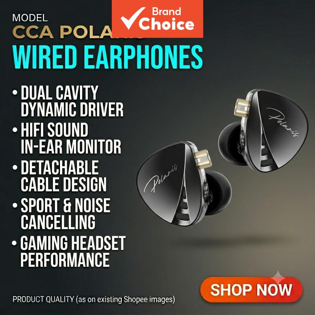 หูฟังมีสาย CCA Polaris ไดรเวอร์ไดนามิกคู่แบบช่องคู่ เสียงไฮไฟ ถอดสายได้ ใส่ในหู ตัดเสียงรบกวนสําหรับ
