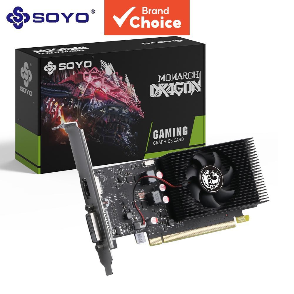 SOYO GT1030 การ์ดจอ 2GB GDDR5 64Bit GP108 คอร์ แบบช่องเดี่ยว Low Profile GPU, กินไฟ 30W พอร์ต HDMI+D