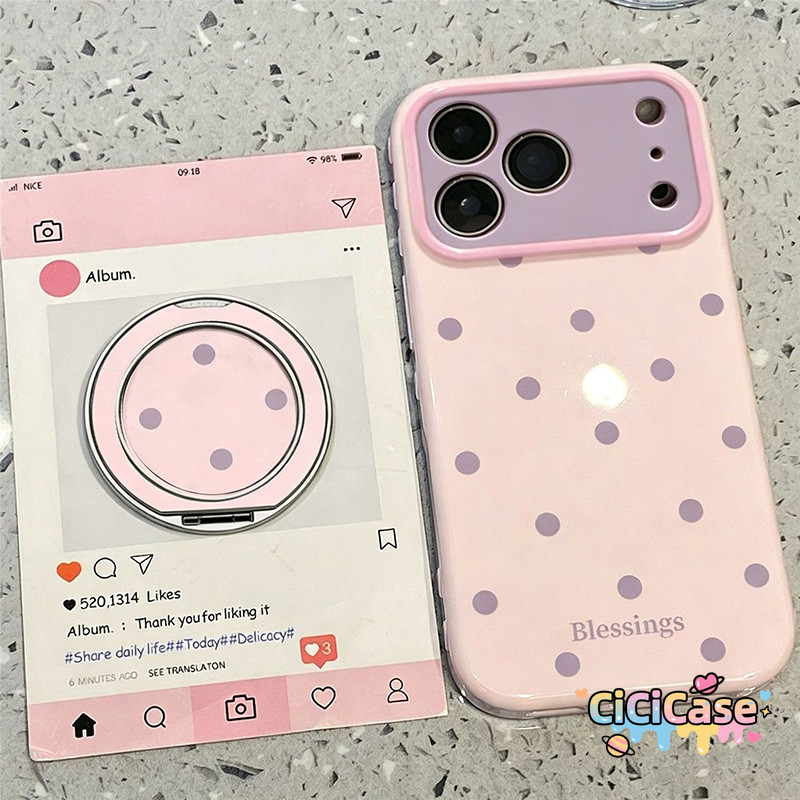 เคสโทรศัพท์สีม่วงลายจุดและขั้ง เหมาะสำหรับ Samsung A07 A17 A56 A36 A05s A05 A04 A03s A16 A15 A14 A13 A12
