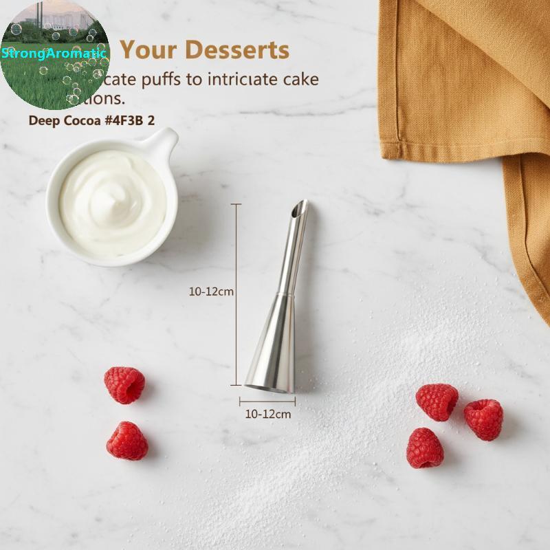StrongAromatic 4 ชิ้นพัฟ Pastry Piping หัวฉีดชุดสแตนเลสเค้กตกแต่งเคล็ดลับสําหรับ Holiday Baking Cupc
