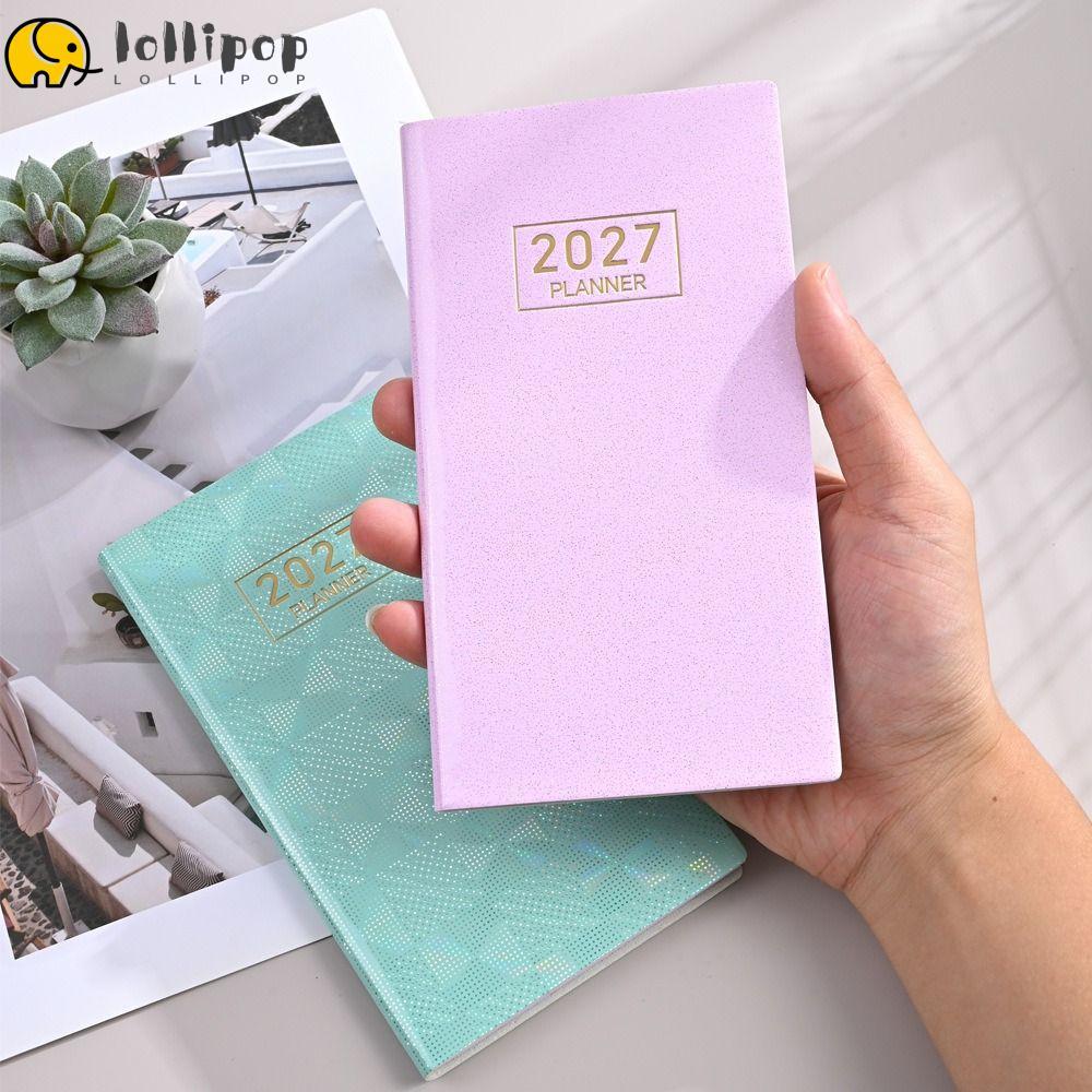 LOLLIPO1 A6 Planner Notebook, 2027 Multicolor 2027 Planner, ของขวัญเรียงราย Portable Weekly Planner 