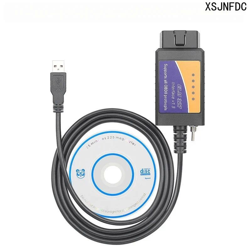 ELM327 USB OBD2 อุปกรณ์วินิจฉัยรถยนต์สําหรับรุ่น CH340 มาตรฐานเป็นกลางพร้อมสวิตช์แปรงซ่อน