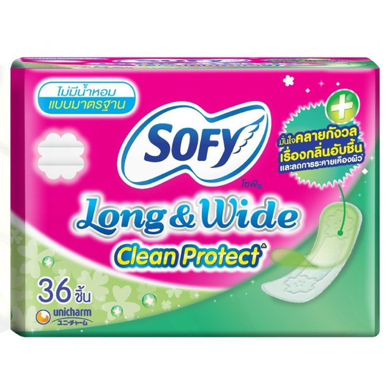 โซฟีแผ่นอนามัยลองแอนด์ไวด์แอนตี้แบคไม่มีน้ำหอม 36ชิ้น Sofy Panty Liners Long and Wide AntiBac Uncented 36pcs.