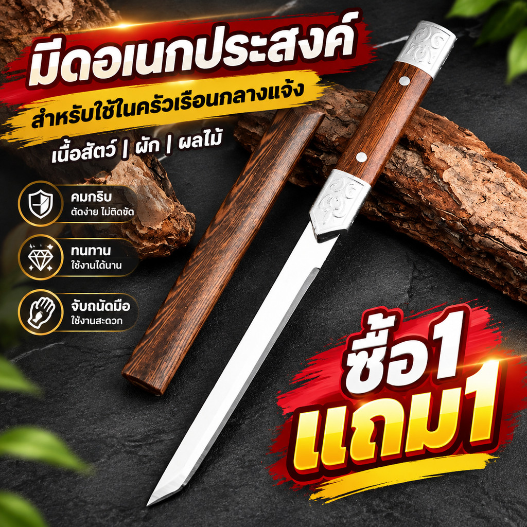 มีดพกพาขนาดเล็ก เหมาะกับการตั้งแคมป์ ด้ามไม้ จับถนัด พร้อมส่ง มีบริการส่งด่วน