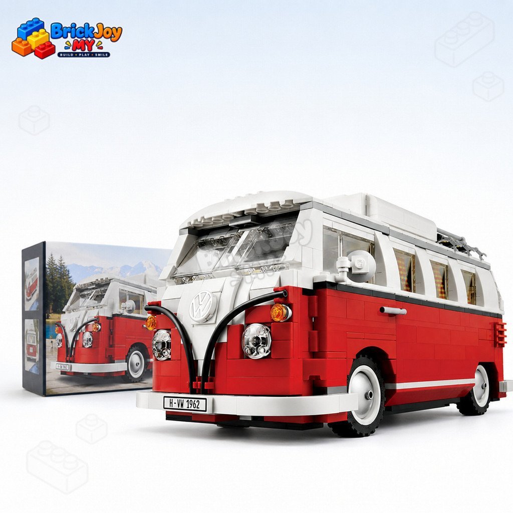 พร้อม Stock10220 Volkswagen T1 Camper Van Building Blocks ชุดรถคลาสสิกชุด DIY Assembly Collectible D