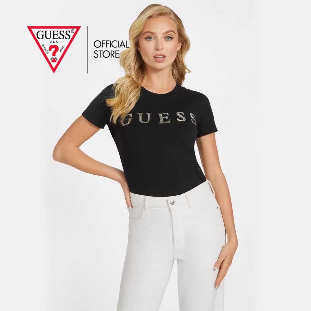 GUESS เสื้อยืดผู้หญิง รุ่น QBGI07KAKB0 สีดำ