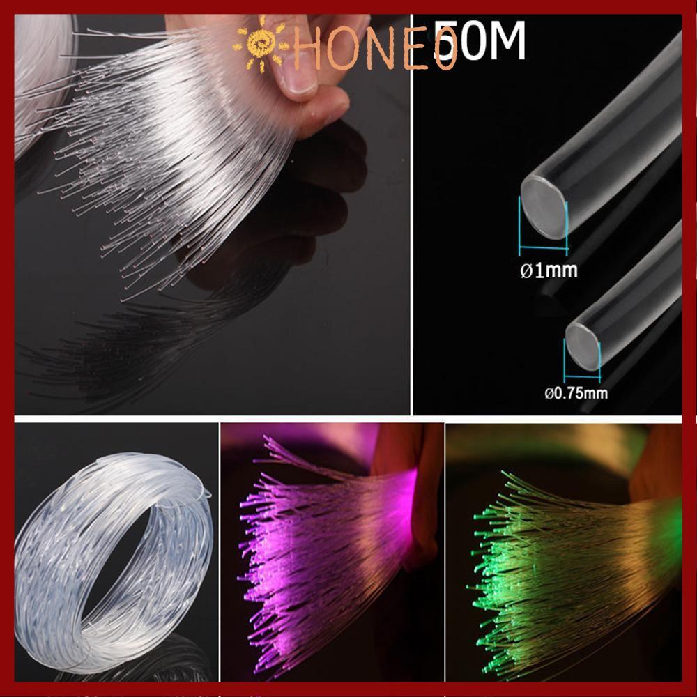 HONE 50mx0.75 มม./1.0 มม.สายไฟเบอร์ออปติก DIY พลาสติกตกแต่ง PMMA