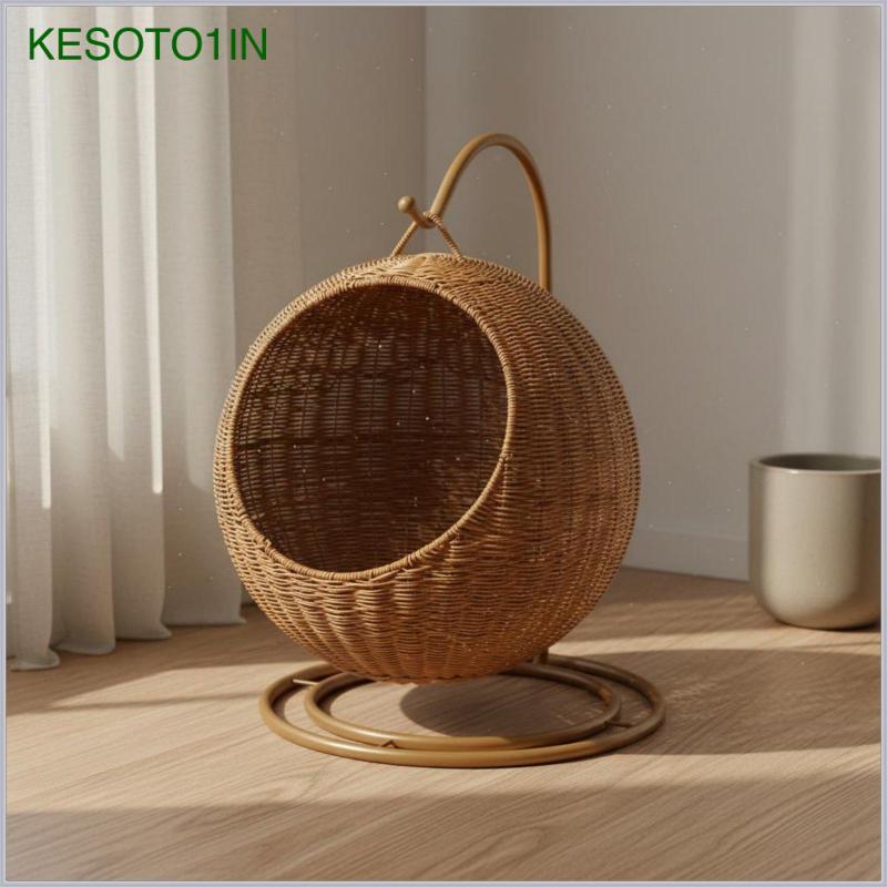 [kesoto1in] All Season เลียนแบบหวาย Feline Feline เตียงสบายหวาย Feline Nest ง่ายต่อการวางสําหรับแมว