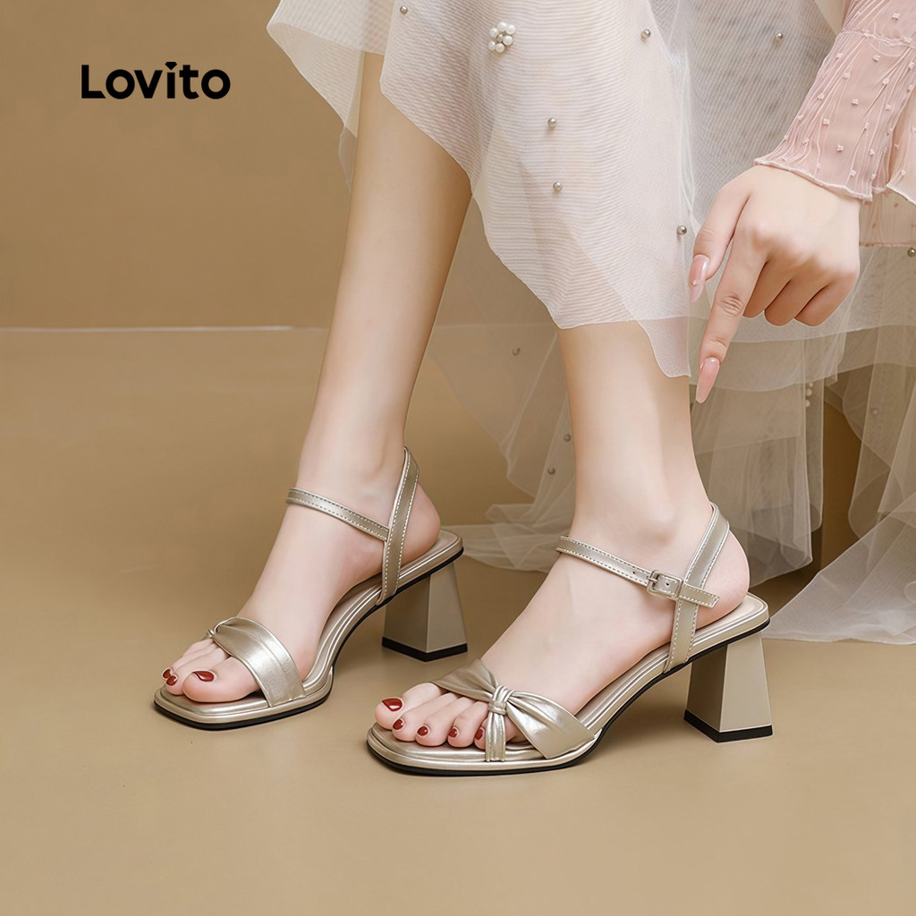 Lovito حذاء كعب مفتوح الأصابع 3–4 سم للعمل — صورة 6