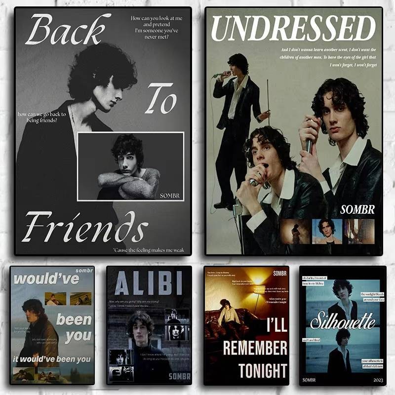 Hot Indie นักร้อง Sombr Back To Friends ความงามเพลงเนื้อเพลงโปสเตอร์ภาพวาดผ้าใบ Wall Art ภาพ Home Room Decor ของขวัญ