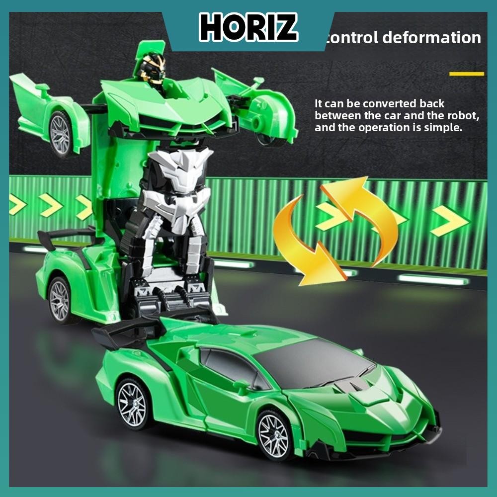 HORIZ Electric RC Car, One-key Deformation Remote Control Transformable Robot Car, 2-in-1 Car Model 