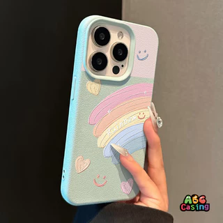 เคสโทรศัพท์สำหรับ IPhone 13 17 11 16 12 15 14 Pro Max XR X XS Max 15 7 16 14 8 Plus SE 2020 รุ้งรักสดชื่นพร้อมใบหน้าแย้ม