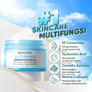 SKIINTIFIC 5X Ceramide Skin Barrier Moisturize Gel 30g/MSH Niacinamide Brightening Moisture Gel 30g Niacinamide Brightening Serum 20ml Pemutih Set