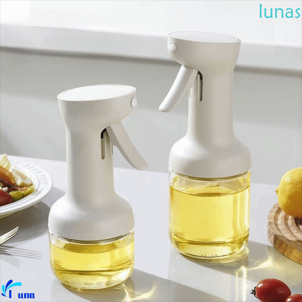 LUNASOL Atomized Oil Spray, 280/450ml Press Oil Spray, Refillable Glass Leak-proof Transparent Body 
