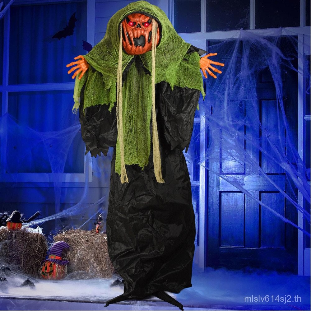 1.7m ฮาโลวีนไฟฟ้า Big Ghost Swing ฟักทอง Man Haunted House Secret Room Courtyard สยองขวัญตกแต่ง Prop