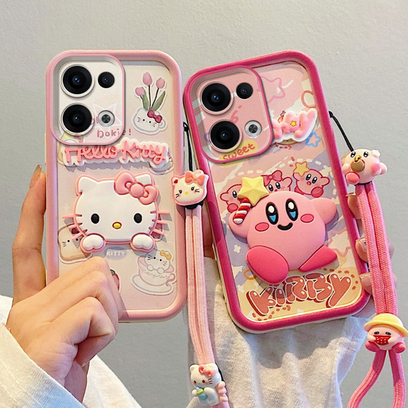 เคส OPPO A6 Pro (5G) ตุ๊กตาการ์ตูนซิลิโคน 3D น่ารักป้องกันการตกเคสโทรศัพท์เชือกแขวน