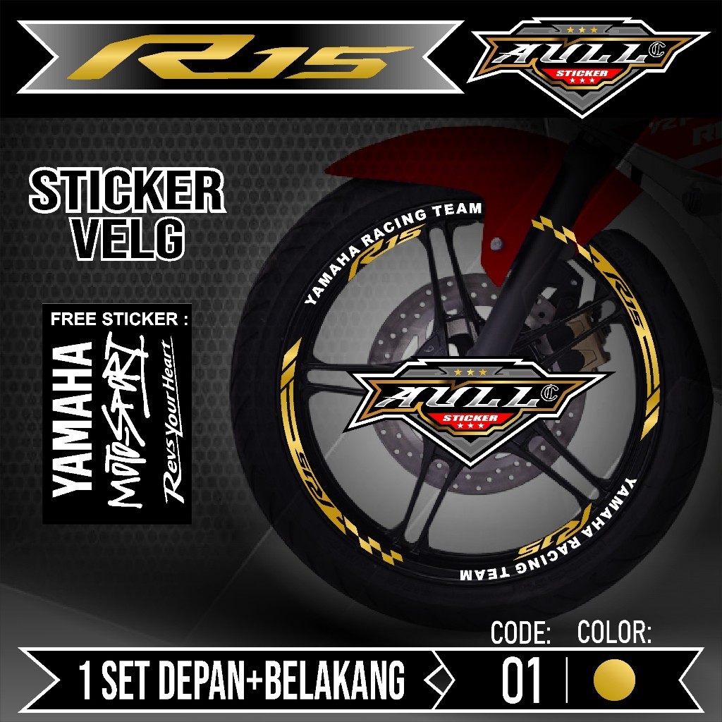 สติ๊กเกอร์Velg R15 ตัดVelg Motor Yamaha R15 V2 V3 List Sticker Cutting Velg Tyre Variation Set ด้านห