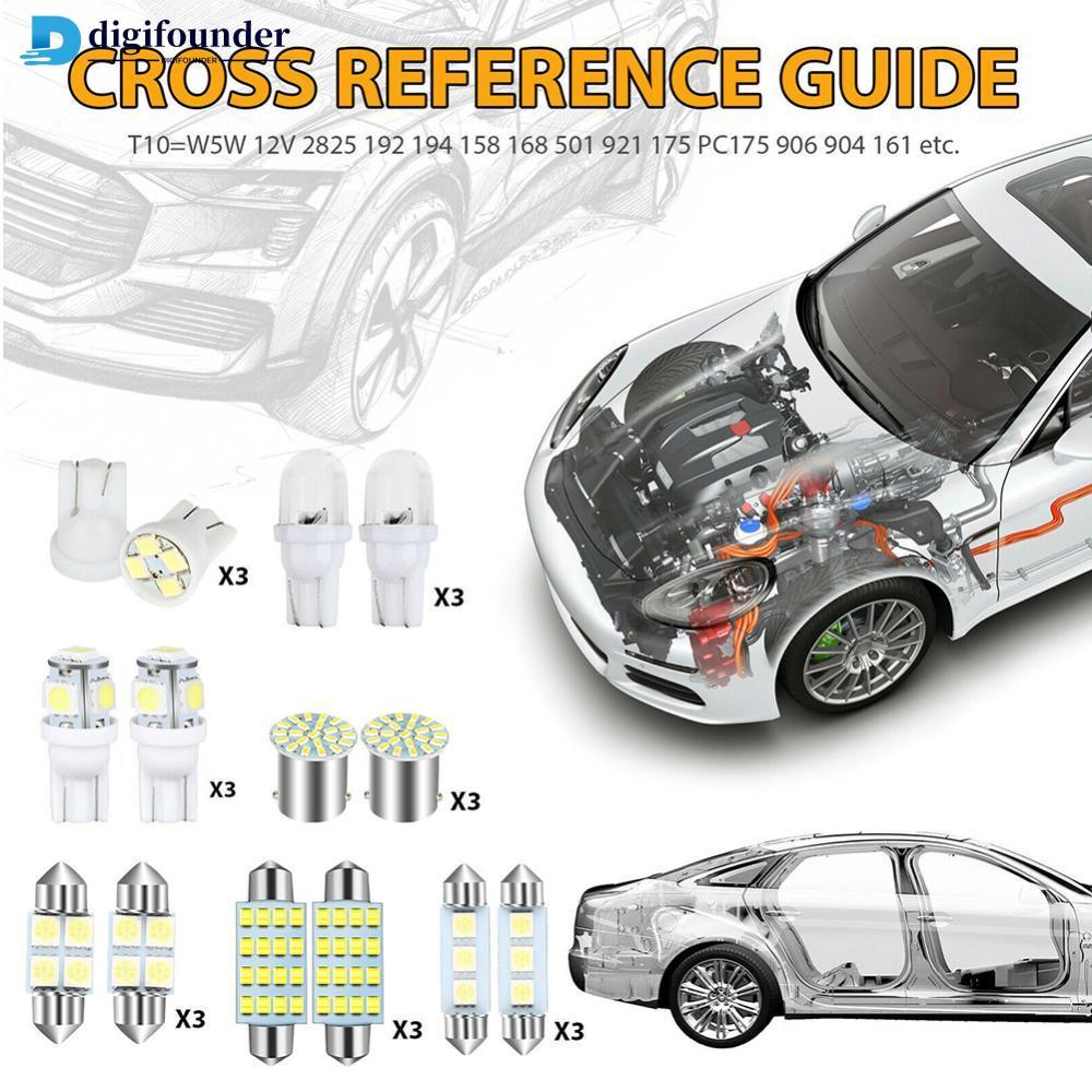 DIGIFOUNDER 42 ชิ้น/เซ็ต Auto Car ภายในไฟ LED สีขาวโดมประตู Trunk ป้ายทะเบียนกระเป๋าเดินทางโคมไฟในร่