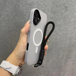 ใช้งานร่วมกับสําหรับ for IPhone 17 12 13 11 16 15 14 Pro Max 2 in 1 Magnetic นุ่มฝาครอบโทรศัพท์ป้องกัน with Bracelet