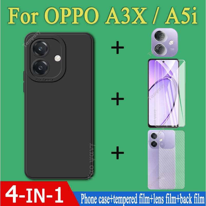 4in1 สําหรับ OPPO A3X เคสโทรศัพท์ OPPO A5i กรณี OPPO A3 4G กรณี A58 4G + ฟิล์มนิรภัย + ฟิล์มด้านหลัง