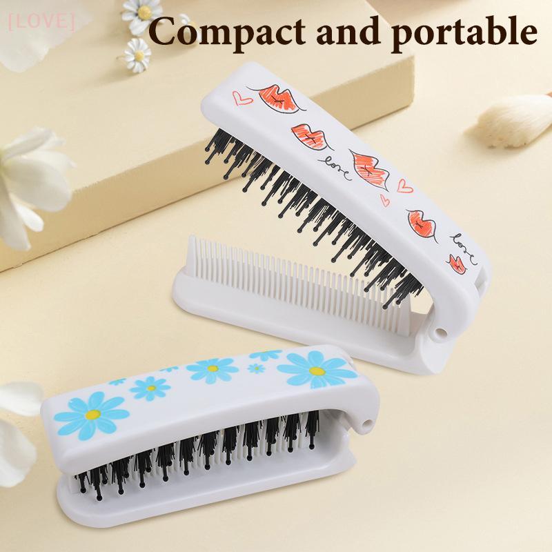 [LOVE] 1 ชิ้น Mane แปรงขนสีขาวพับได้ Portableb กระเป๋าพับ Travel นวดเครื่องมือจัดแต่งทรงผม Salon ของ