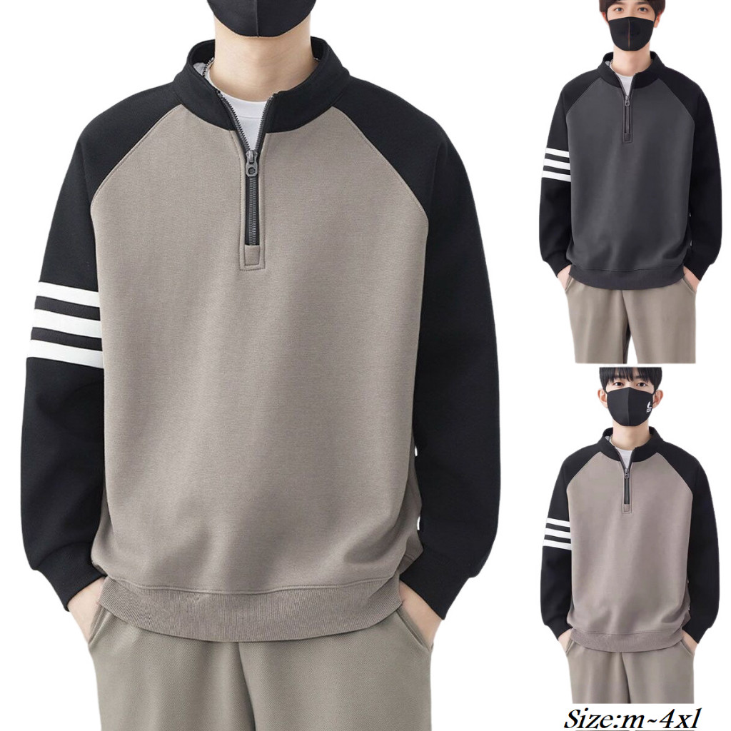 LEO.MAN เสื้อแขนยาว  เสื้อคลุมกันหนาว กันลม แต่งแทบที่แขน  มีไซส์ M-4XL อก 42-52 นิ้ว รุ่น M756