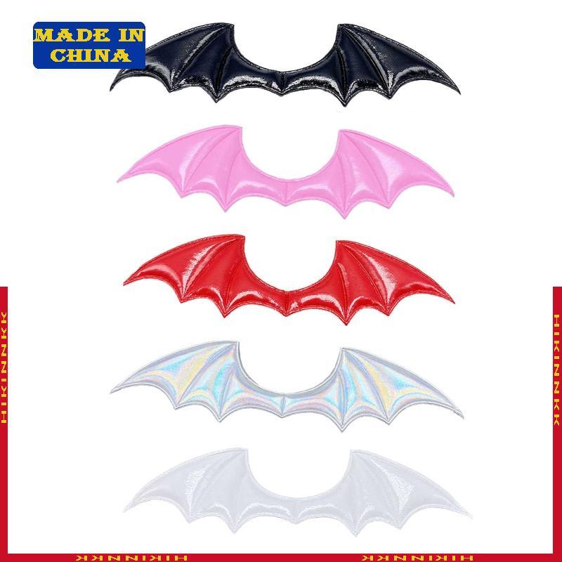 H IK 10 ชิ้น ปีกค้างคาวแบบ Applique กิ๊บติดผมและแพทช์ อุปกรณ์สำหรับแต่งหน้ายามHALLOWEEN และเครื่องปร