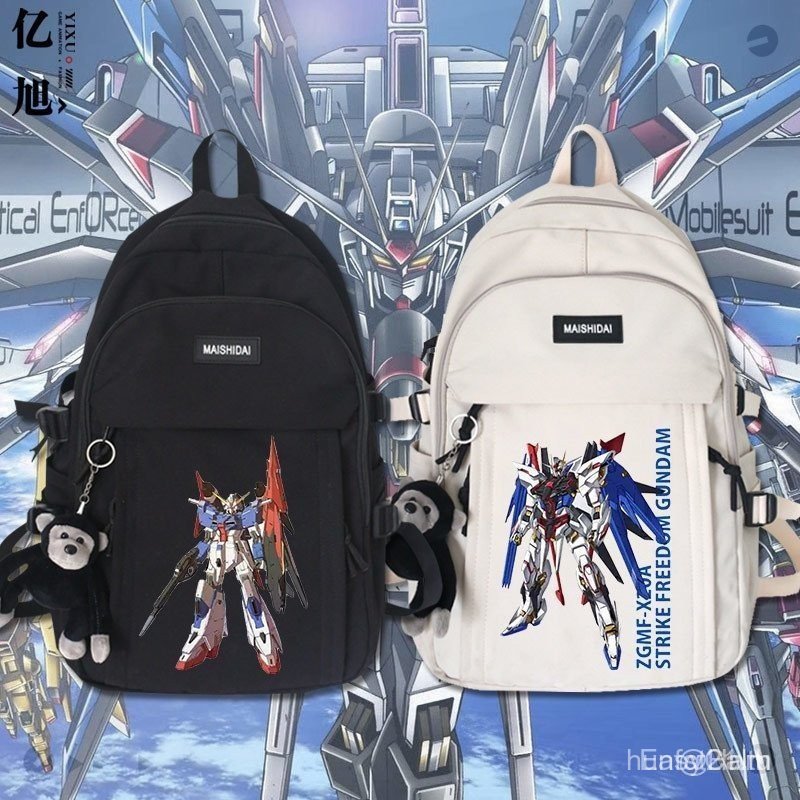 Mobile Suit Gundam อะนิเมะสองมิติ สินค้า ผู้ชายผู้หญิงสไตล์เดียวกันกระเป๋าเป้สะพายหลังอินเทรนด์นักเร