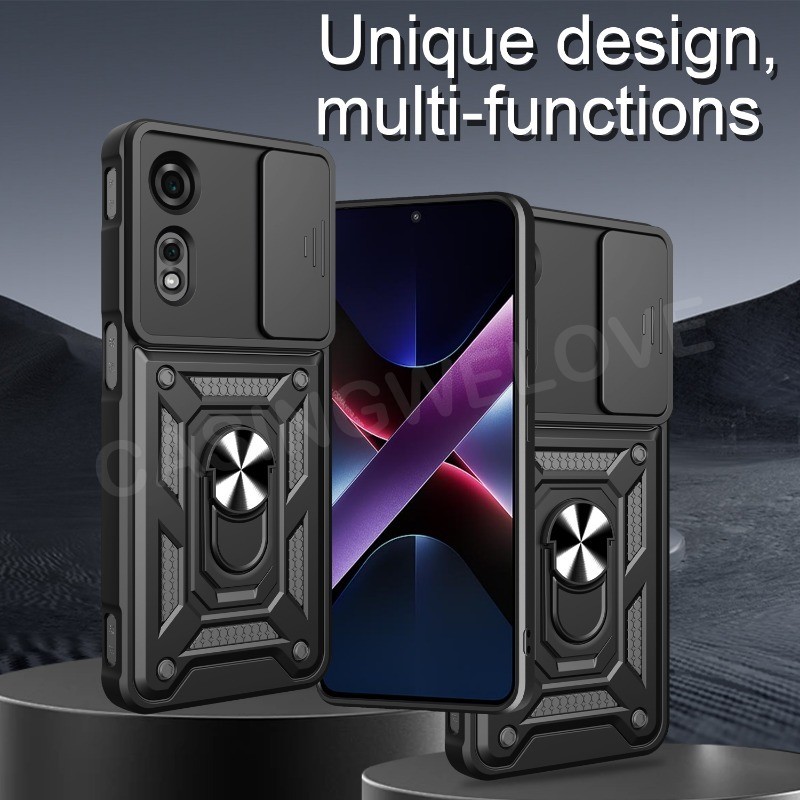 เคสโทรศัพท์สําหรับ ZTE nubia Neo 2 5G แฟชั่นเกราะโลหะแหวนวงเล็บ Push ดึงกล้องกันกระแทกป้องกันปลอกปกแข็ง